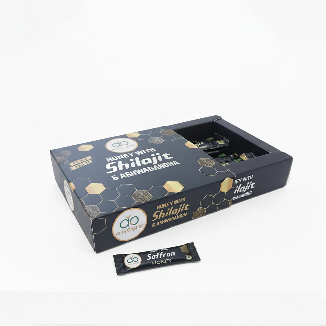 Aura Organic Honey with Shilajit & Ashwagandha – Natural Energy & Stress Relief