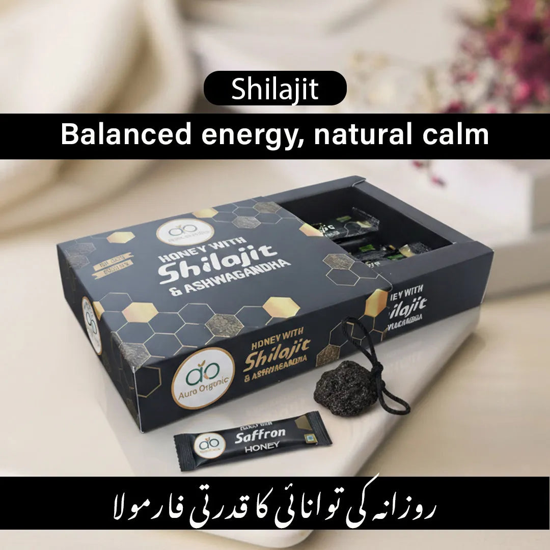 Aura Organic Honey with Shilajit & Ashwagandha – Natural Energy & Stress Relief
